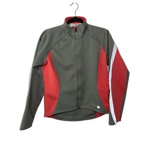 Pearl Izumi Cycling Top Long Sleeve‎ Full Zip High Neck Color Block Red Gray M